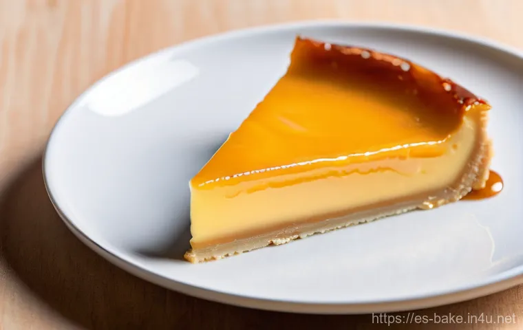 크리미한 제과 제품 - **Prompt:** A close-up, high-angle shot of a classic Spanish 'Flan de Huevo' (egg flan) on a pristin...
