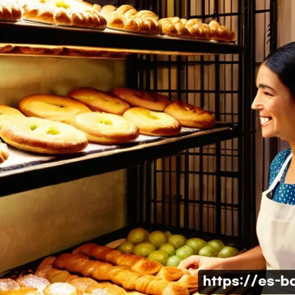 맛있는 제과 브랜드 - **A Rustic-Chic Artisan Bakery Scene:**
A warm and inviting interior of a traditional Spanish ar...