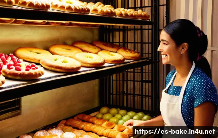 맛있는 제과 브랜드 - **A Rustic-Chic Artisan Bakery Scene:**
A warm and inviting interior of a traditional Spanish ar...