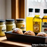 Home 17 식물성 제과 원료 - A cozy kitchen scene showcasing an array of freshly baked vegan pastries made with alternative flour...