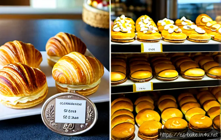 Home 17 디저트 제과 가격 비교 - Photorealistic side-by-side comparison of two elegant Spanish pastry shop display scenes, left featu...